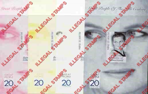 Somaliland 1999 Great People Princess Diana (different) Illegal Stamp Souvenir Sheet of 1