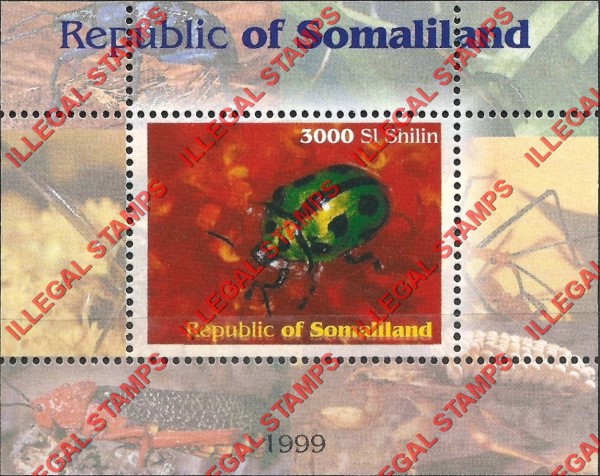 Somaliland 1999 Insects Illegal Stamp Souvenir Sheet of 1
