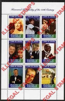Somaliland 2000 Honoured Personalities of the 20th Century Illegal Stamp Souvenir Sheet of 9