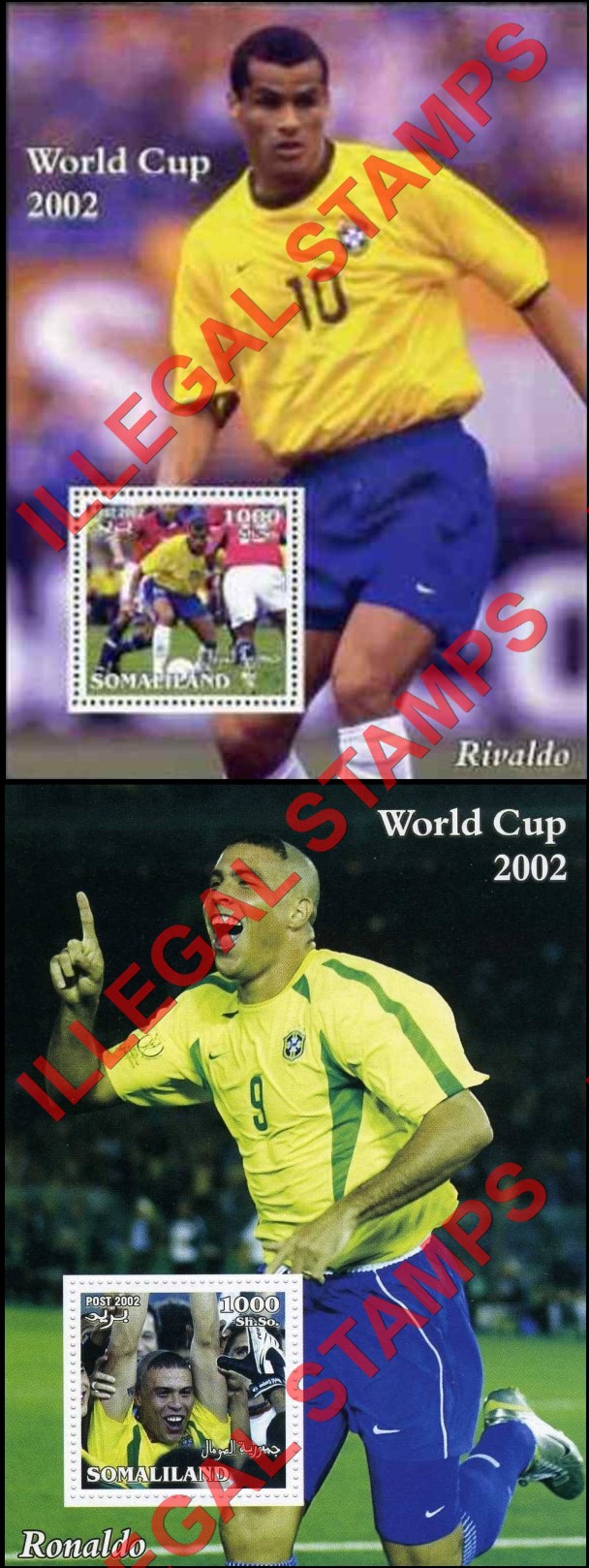 Somaliland 2002 Football World Cup Soccer Players Illegal Stamp Souvenir Sheets of 1