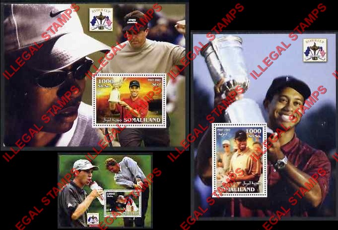 Somaliland 2002 The Ryder Cup Golf Illegal Stamp Souvenir Sheets of 1