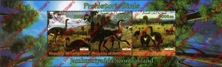 Somaliland 2011 Prehistoric Birds Illegal Stamp Souvenir Sheet of 3