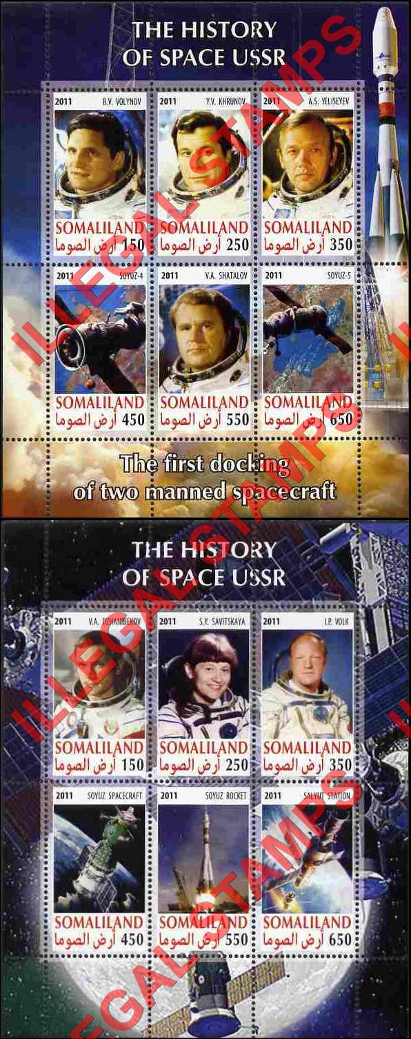 Somaliland 2011 Space History of the USSR Illegal Stamp Souvenir Sheets of 6