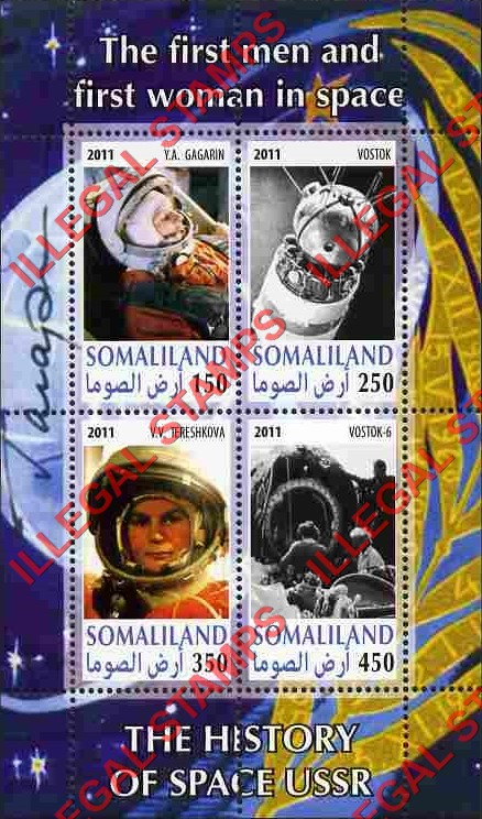 Somaliland 2011 Space History of the USSR Illegal Stamp Souvenir Sheet of 4