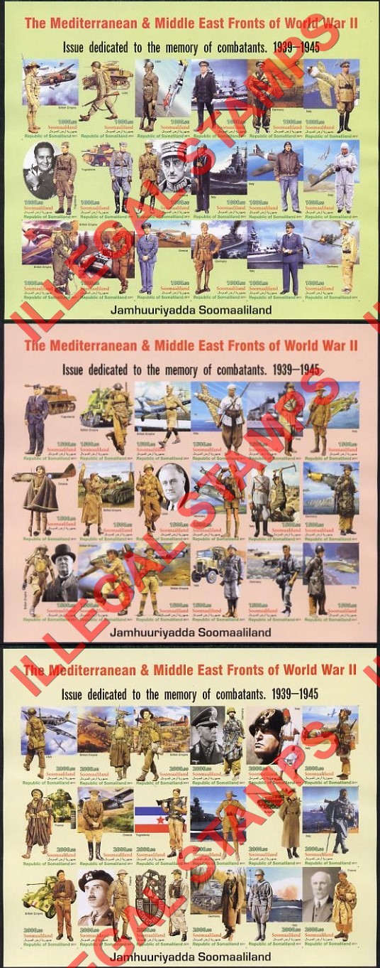 Somaliland 2011 The Mediterranean and Middle East Front of World War II Illegal Stamp Souvenir Sheets of 18
