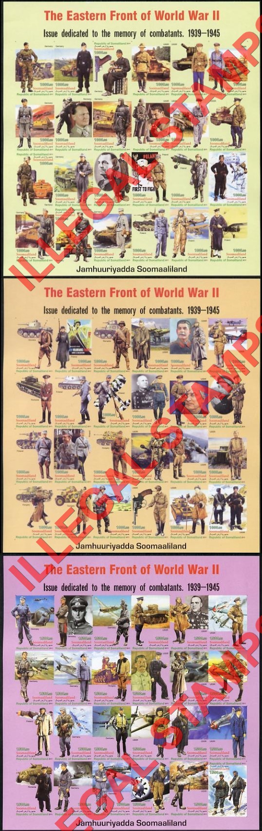 Somaliland 2011 The Eastern Front of World War II Illegal Stamp Souvenir Sheets of 24