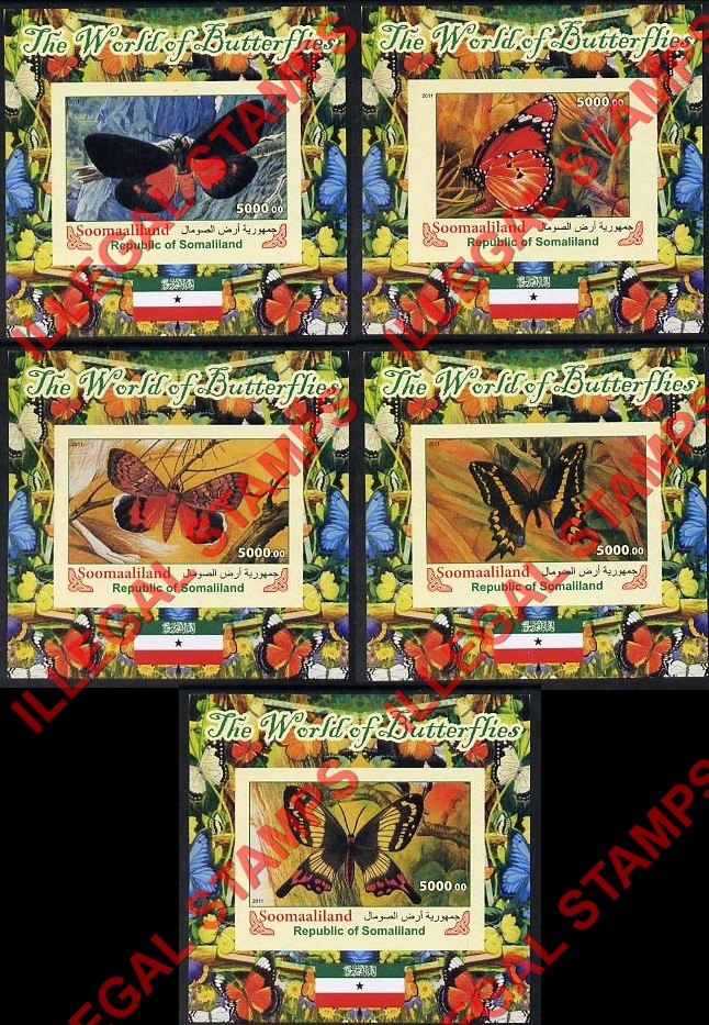 Somaliland 2011 The World of Butterflies Illegal Stamp Souvenir Sheets of 1