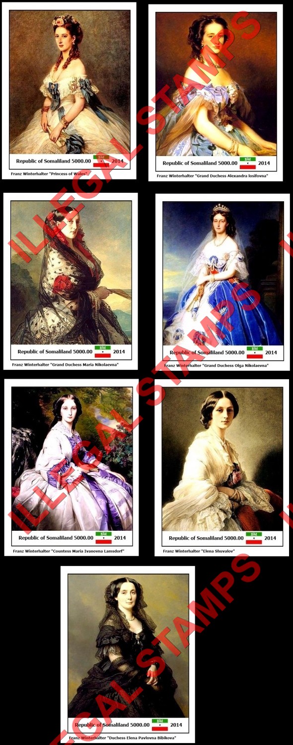 Somaliland 2014 Paintings by Franz Winterhalter Illegal Stamp Souvenir Sheets of 1 (Part 1)