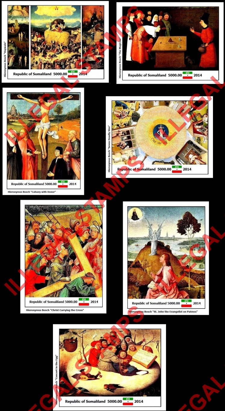 Somaliland 2014 Paintings by Hieronymus Bosch Illegal Stamp Souvenir Sheets of 1 (Part 1)