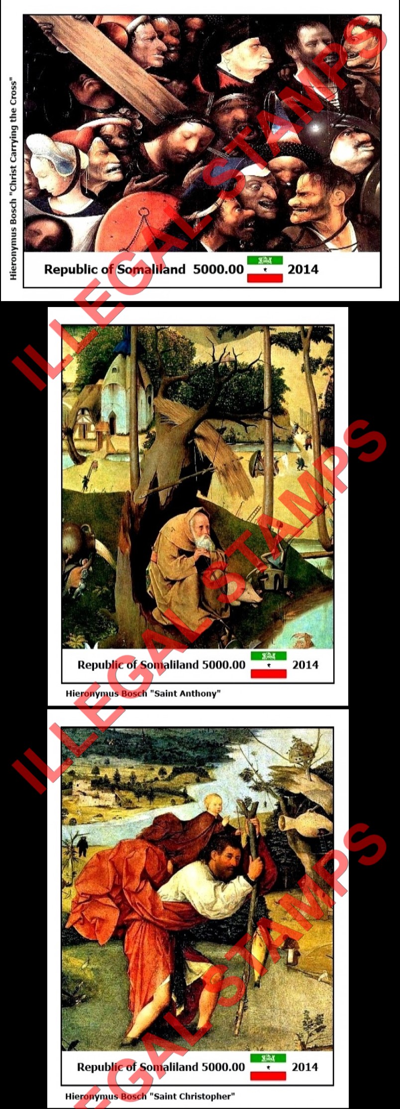 Somaliland 2014 Paintings by Hieronymus Bosch Illegal Stamp Souvenir Sheets of 1 (Part 2)