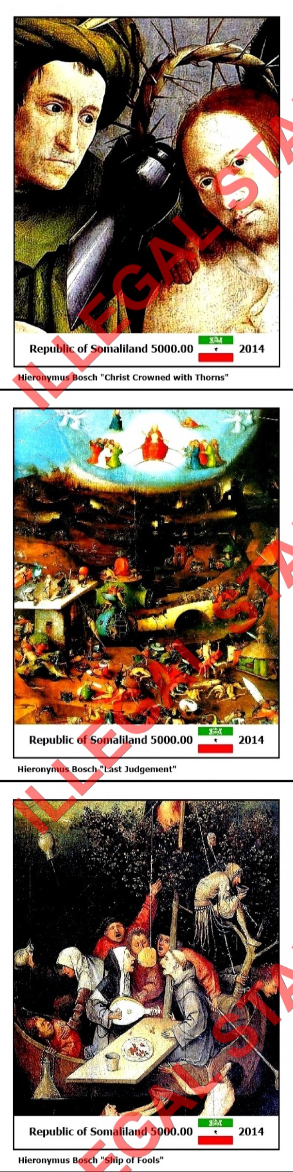 Somaliland 2014 Paintings by Hieronymus Bosch Illegal Stamp Souvenir Sheets of 1 (Part 3)