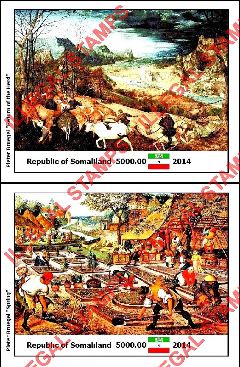Somaliland 2014 Paintings by Pieter Bruegel Illegal Stamp Souvenir Sheets of 1 (Part 3)