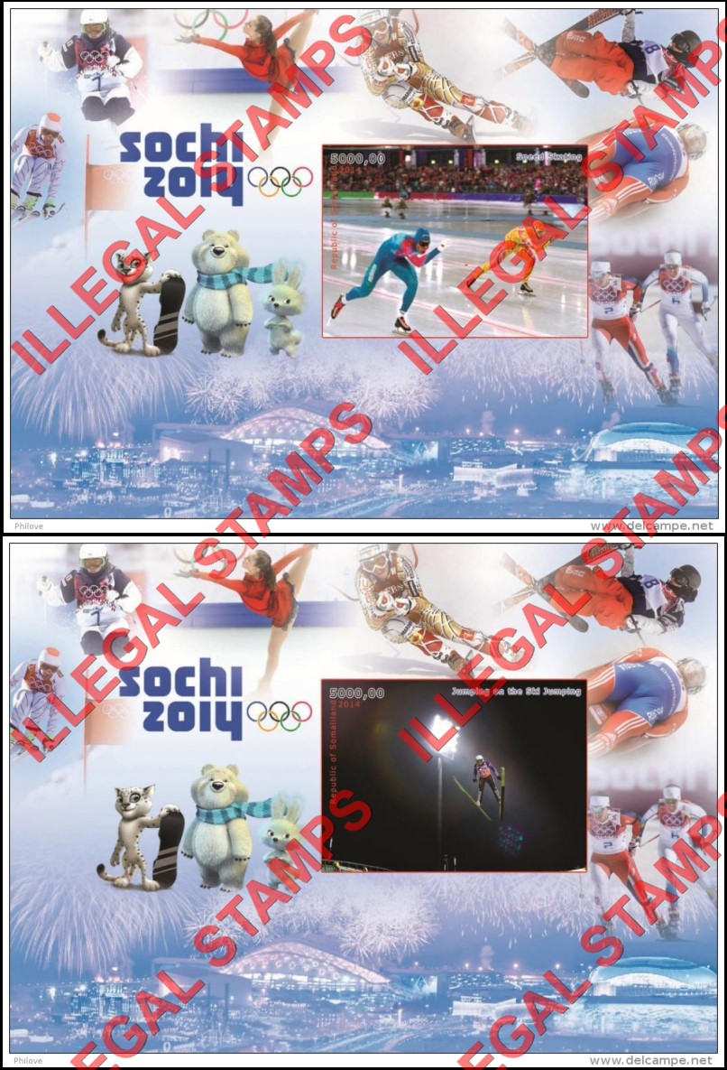 Somaliland 2014 Winter Olympics in Sochi Illegal Stamp Souvenir Sheets of 1 (Part 3)