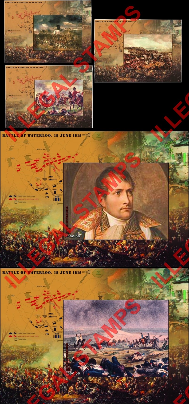 Somaliland 2015 Battle of Waterloo Illegal Stamp Souvenir Sheets of 1 (Part 2)