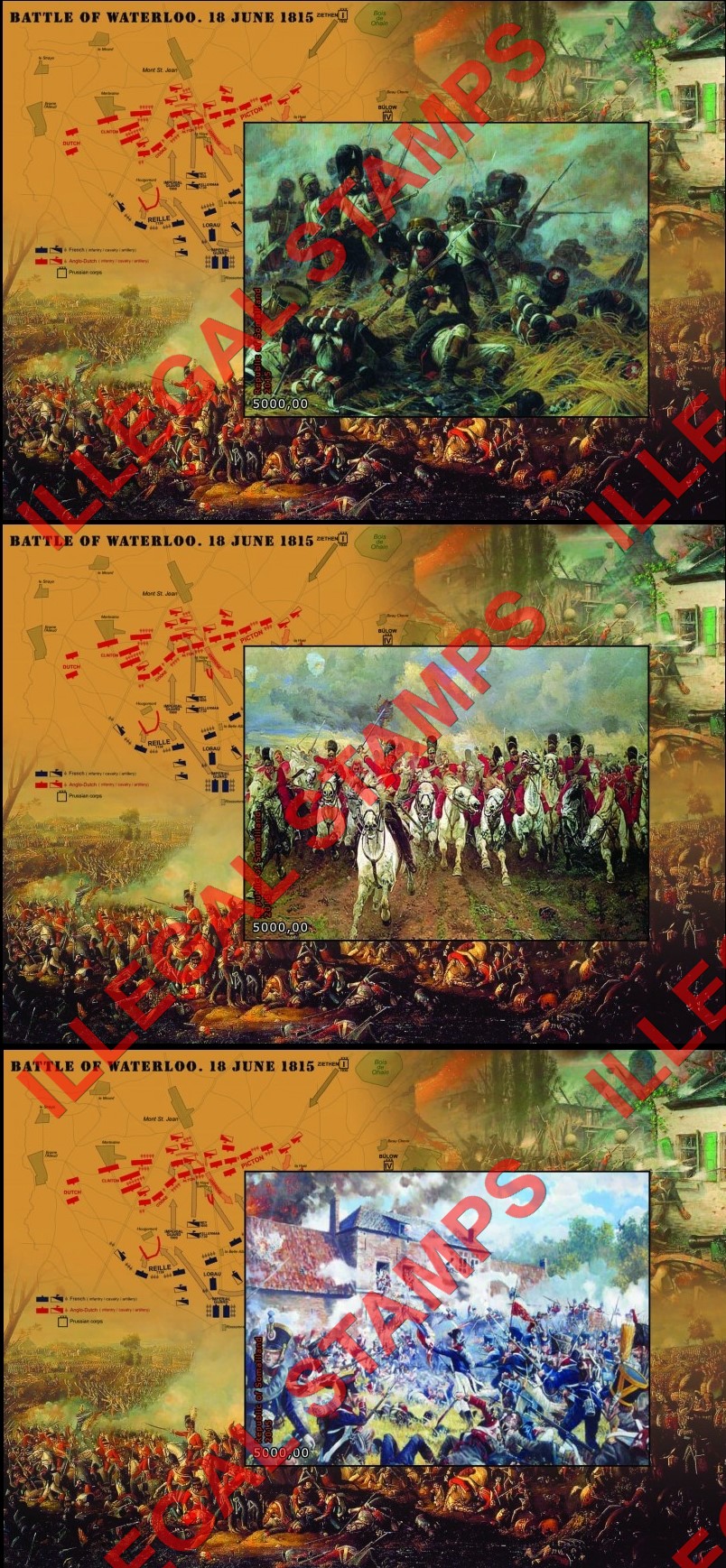 Somaliland 2015 Battle of Waterloo Illegal Stamp Souvenir Sheets of 1 (Part 3)