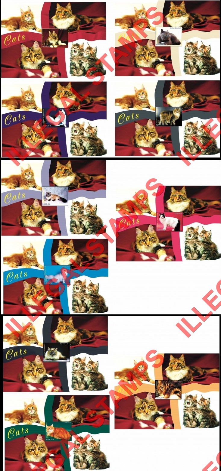 Somaliland 2015 Cats Illegal Stamp Souvenir Sheets of 1 (Part 1)