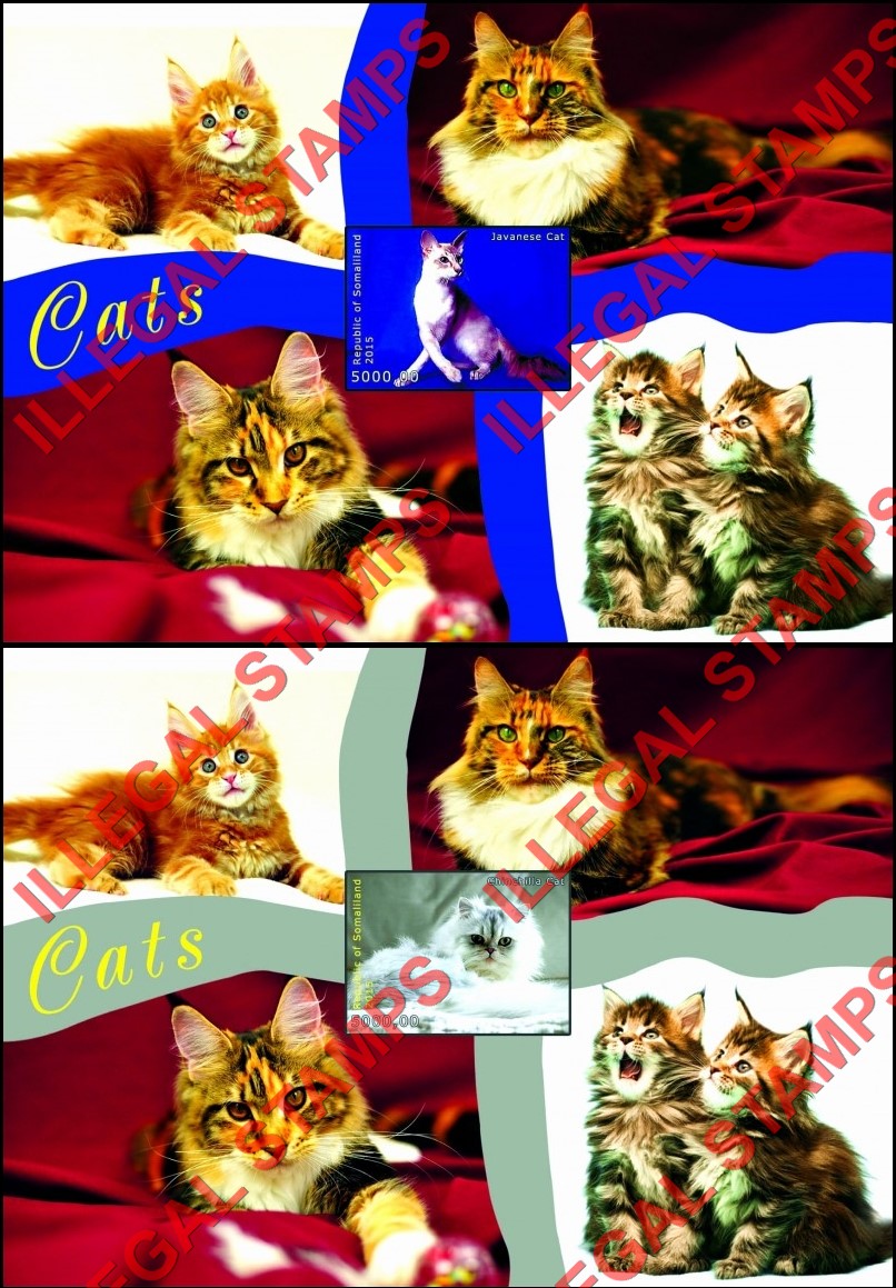 Somaliland 2015 Cats Illegal Stamp Souvenir Sheets of 1 (Part 3)