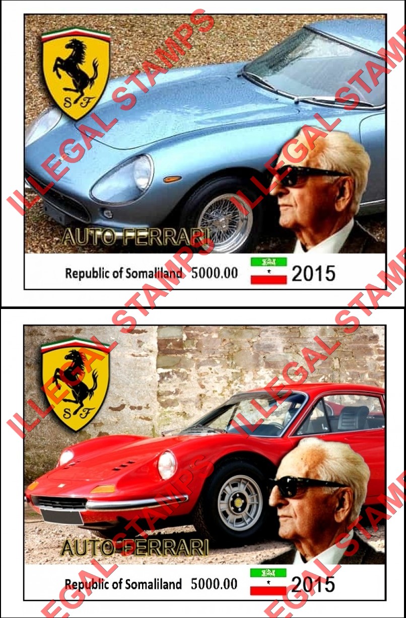 Somaliland 2015 Ferrari Cars Illegal Stamp Souvenir Sheets of 1 (Part 3)