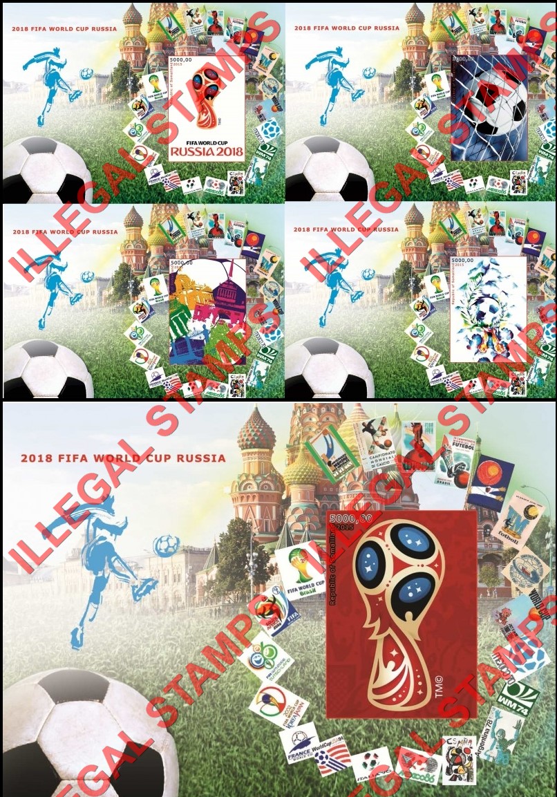 Somaliland 2015 World Cup Soccer Football in Russia 2018 Illegal Stamp Souvenir Sheets of 1 (Part 2)