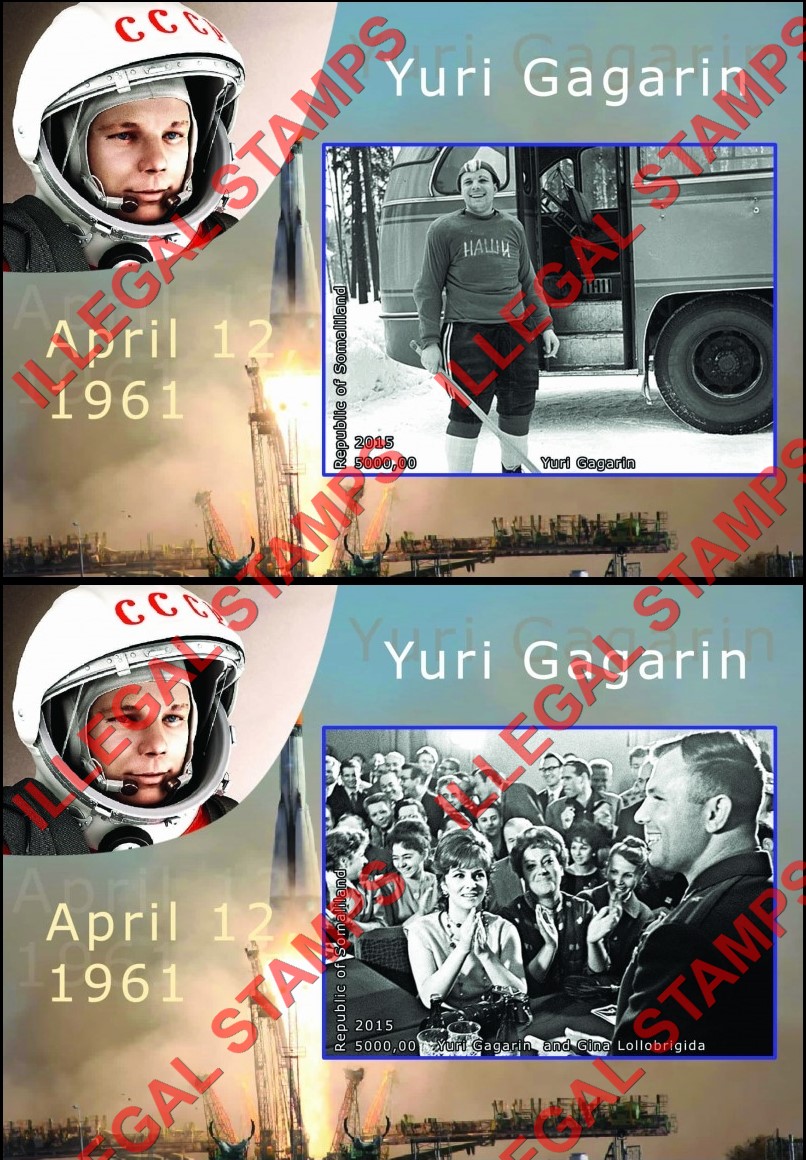 Somaliland 2015 Yuri Gagarin Illegal Stamp Souvenir Sheets of 1 (Part 3)