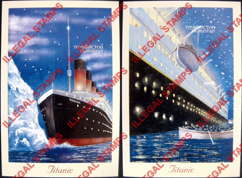 Tajikistan 1999 Titanic Illegal Stamp Souvenir Sheets of 1