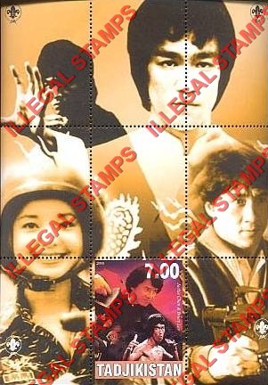 Tajikistan 2000 Bruce Lee Illegal Stamp Souvenir Sheet of 1