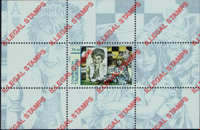 Tajikistan 2000 Chess with Princess Diana Illegal Stamp Souvenir Sheet of 1