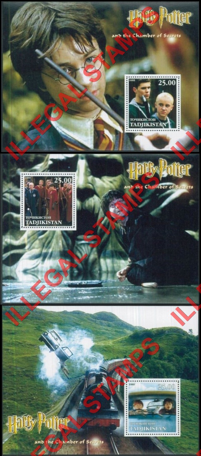 Tajikistan 2002 Harry Potter Illegal Stamp Souvenir Sheets of 1