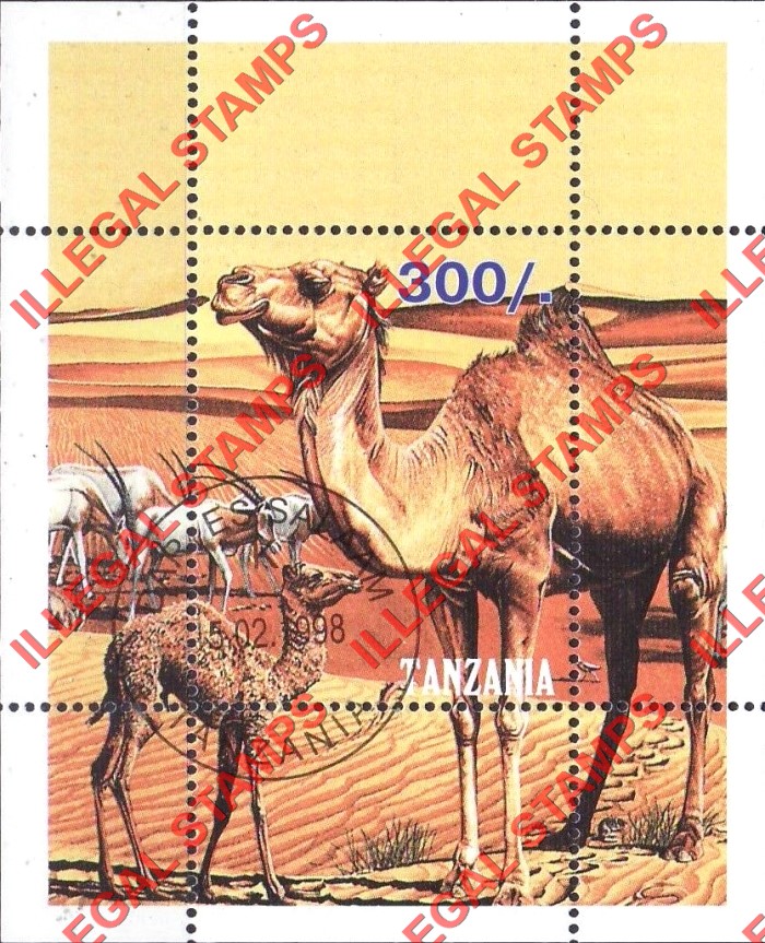 Tanzania 1998 Animals Camels Illegal Stamp Souvenir Sheet of 1