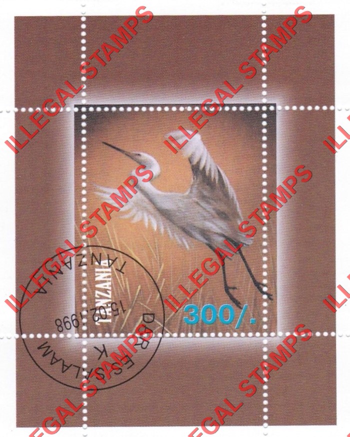 Tanzania 1998 Birds Ducks and Fowl Illegal Stamp Souvenir Sheet of 1