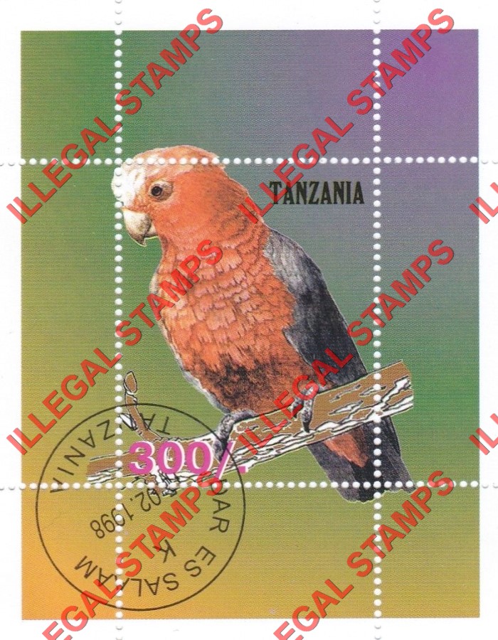 Tanzania 1998 Birds Parrots Illegal Stamp Souvenir Sheet of 1