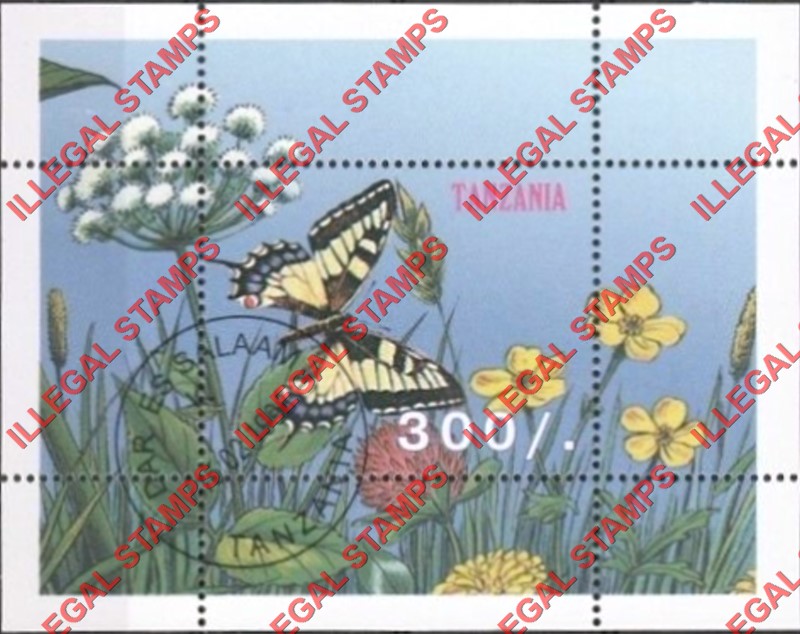 Tanzania 1998 Butterflies (Set 1) Illegal Stamp Souvenir Sheet of 1