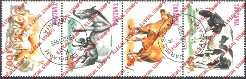 Tanzania 1998 Livestock Illegal Stamp Strip of 4
