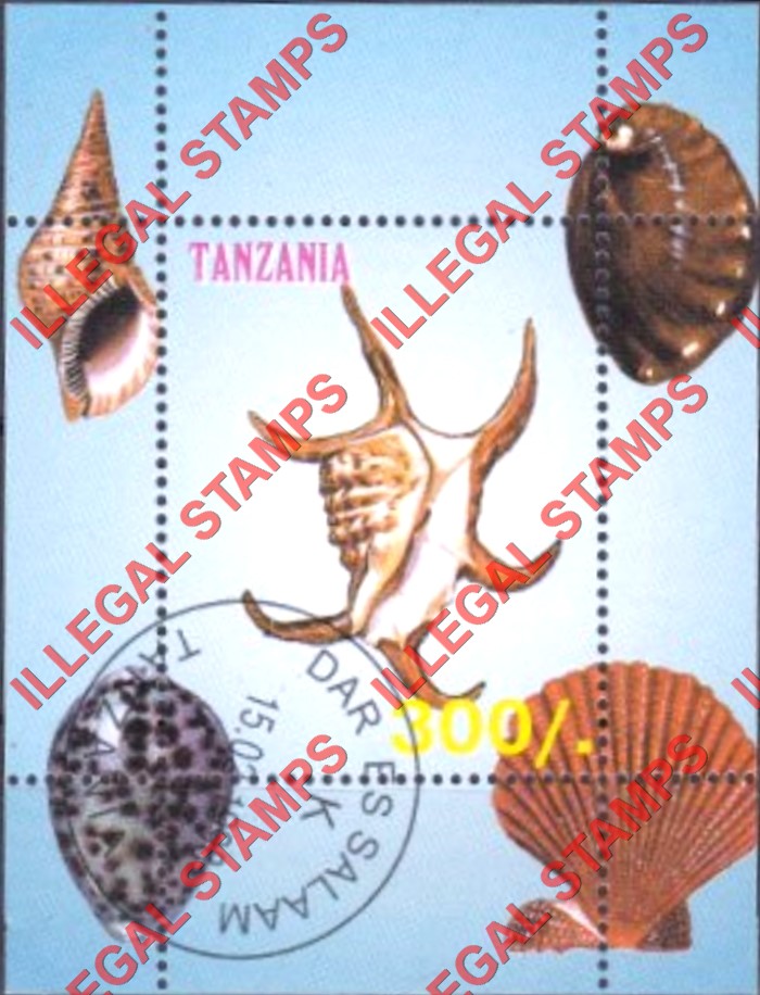Tanzania 1998 Mollusks Shells Illegal Stamp Souvenir Sheet of 1