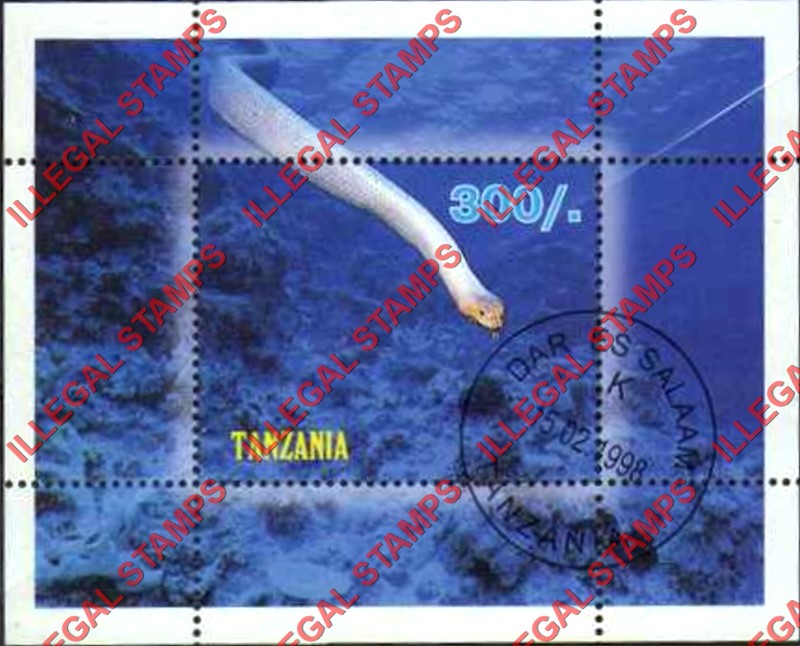 Tanzania 1998 Snakes Illegal Stamp Souvenir Sheet of 1