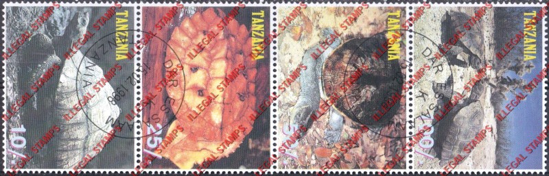 Tanzania 1998 Turtles Illegal Stamp Strip of 4