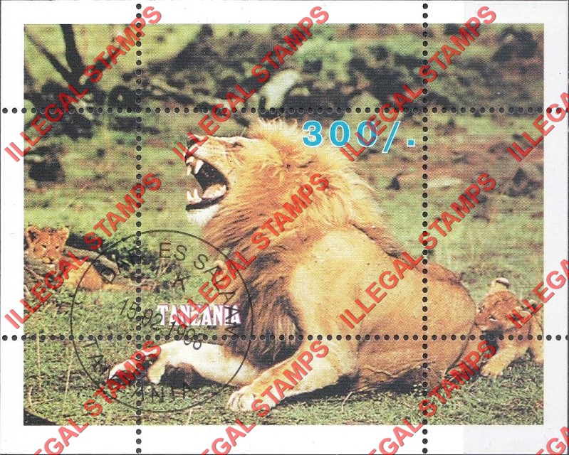 Tanzania 1998 Wild Cats Lion Illegal Stamp Souvenir Sheet of 1