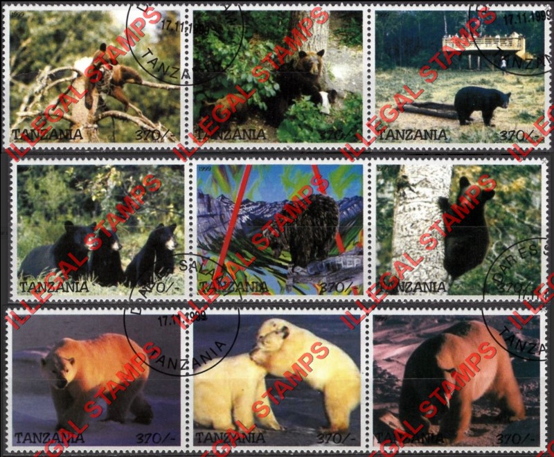 Tanzania 1999 Bears Illegal Stamps