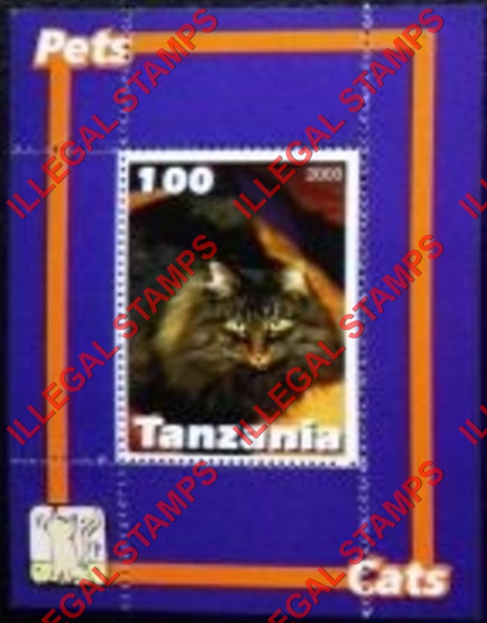 Tanzania 2003 Cats Illegal Stamp Souvenir Sheet of 1