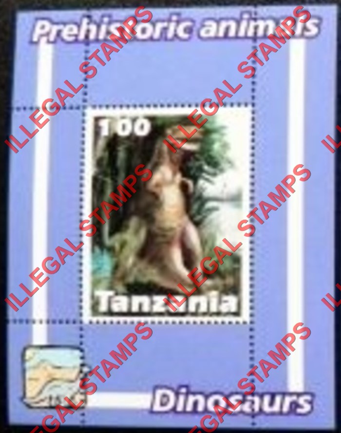 Tanzania 2003 Dinosaurs Illegal Stamp Souvenir Sheet of 1