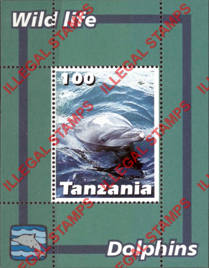 Tanzania 2003 Dolphins Illegal Stamp Souvenir Sheet of 1