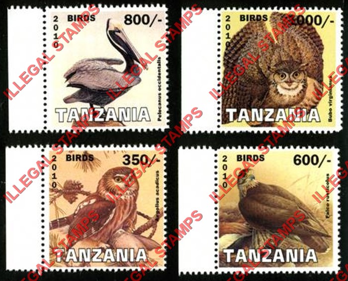 Tanzania 2010 Birds Illegal Stamp Set of 4