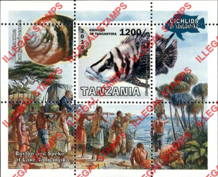 Tanzania 2010 Fish Cichlids Illegal Stamp Souvenir Sheet of 1