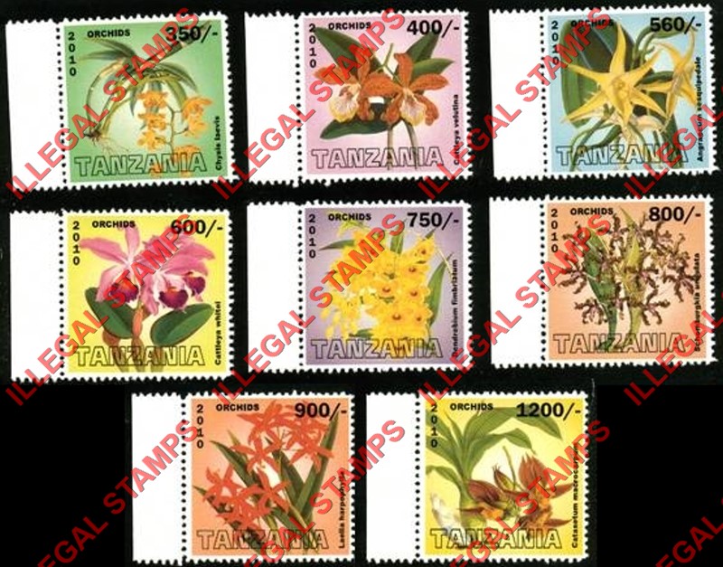 Tanzania 2010 Orchids Illegal Stamp Set of 8