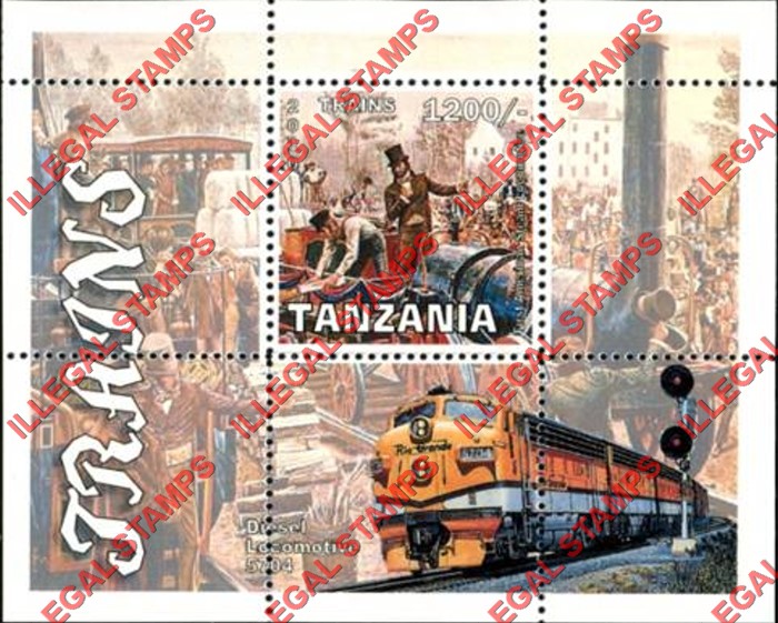 Tanzania 2010 Trains Illegal Stamp Souvenir Sheet of 1