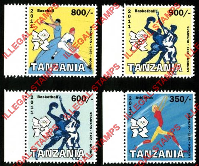 Tanzania 2011 Olympic Games in London in 2012 Illegal Stamp Set of 4