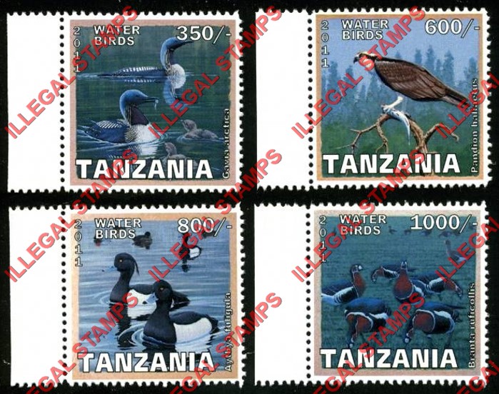 Tanzania 2011 Water Birds Illegal Stamp Set of 4