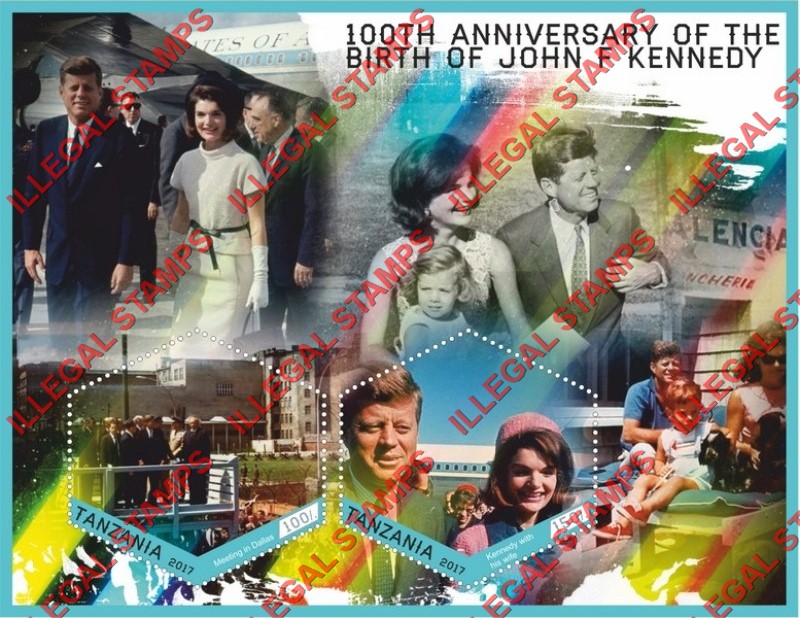 Tanzania 2017 John F. Kennedy Illegal Stamp Souvenir Sheet of 2