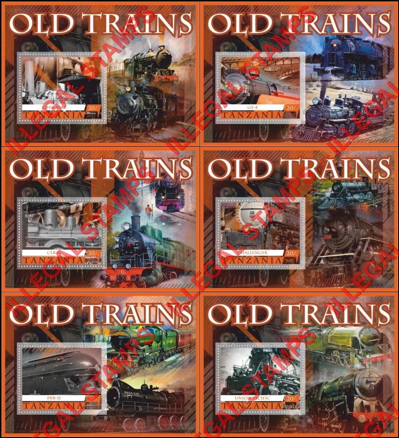 Tanzania 2017 Old Trains Illegal Stamp Souvenir Sheets of 1