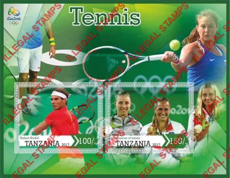 Tanzania 2017 Tennis Players Illegal Stamp Souvenir Sheet of 2